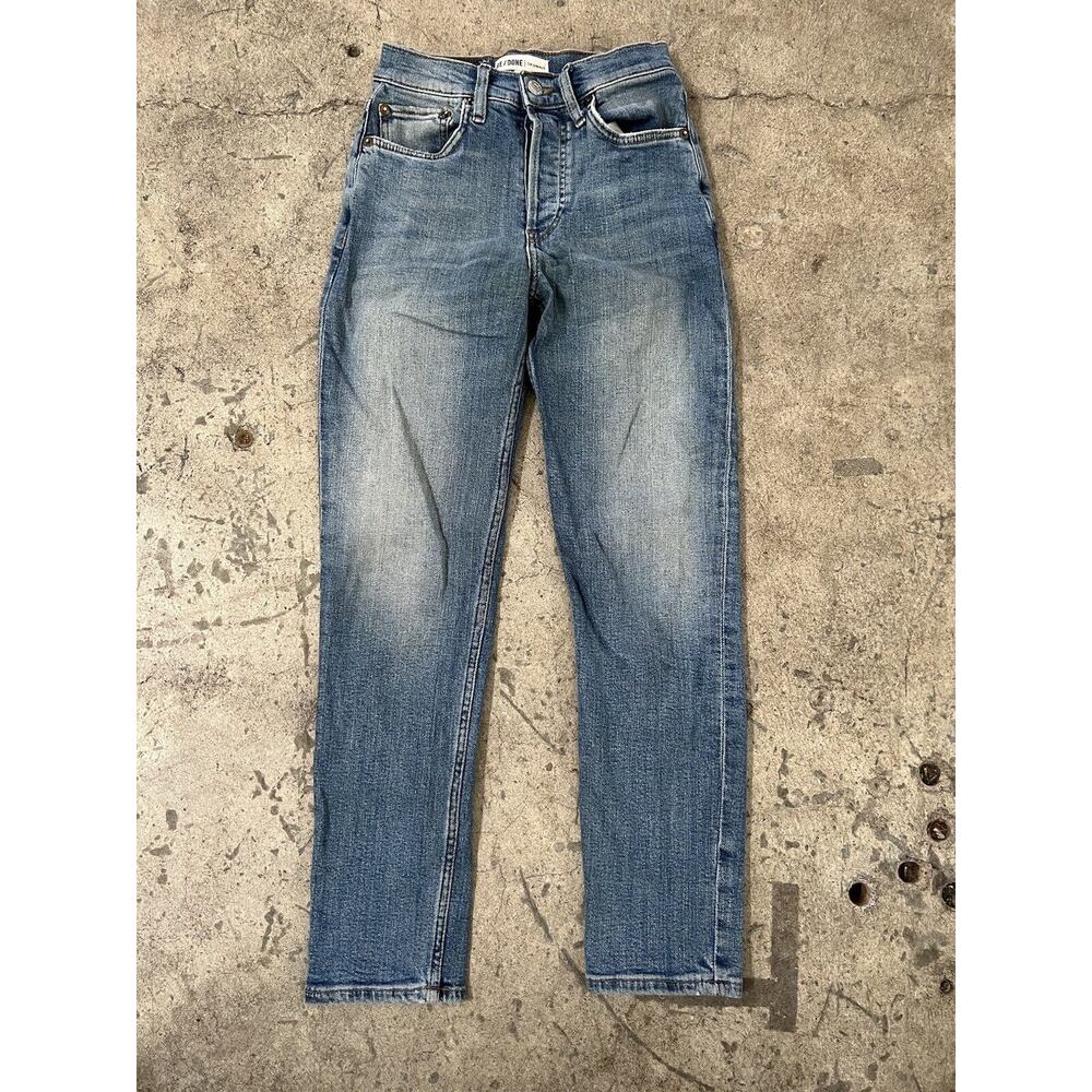Re/Done Women's Size 24 Button Fly High Rise Ankle‎ Crop Jeans Worn Indigo